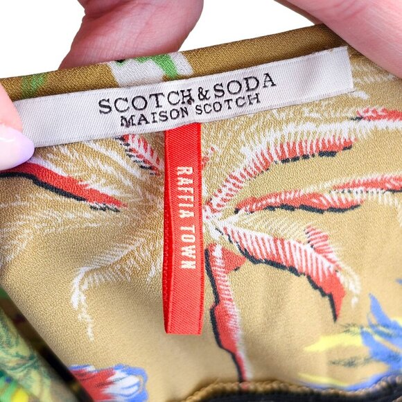 Scotch & Soda Tropical Palm Tree Short Sleeve Blouse Sz L - Picture 7 of 10